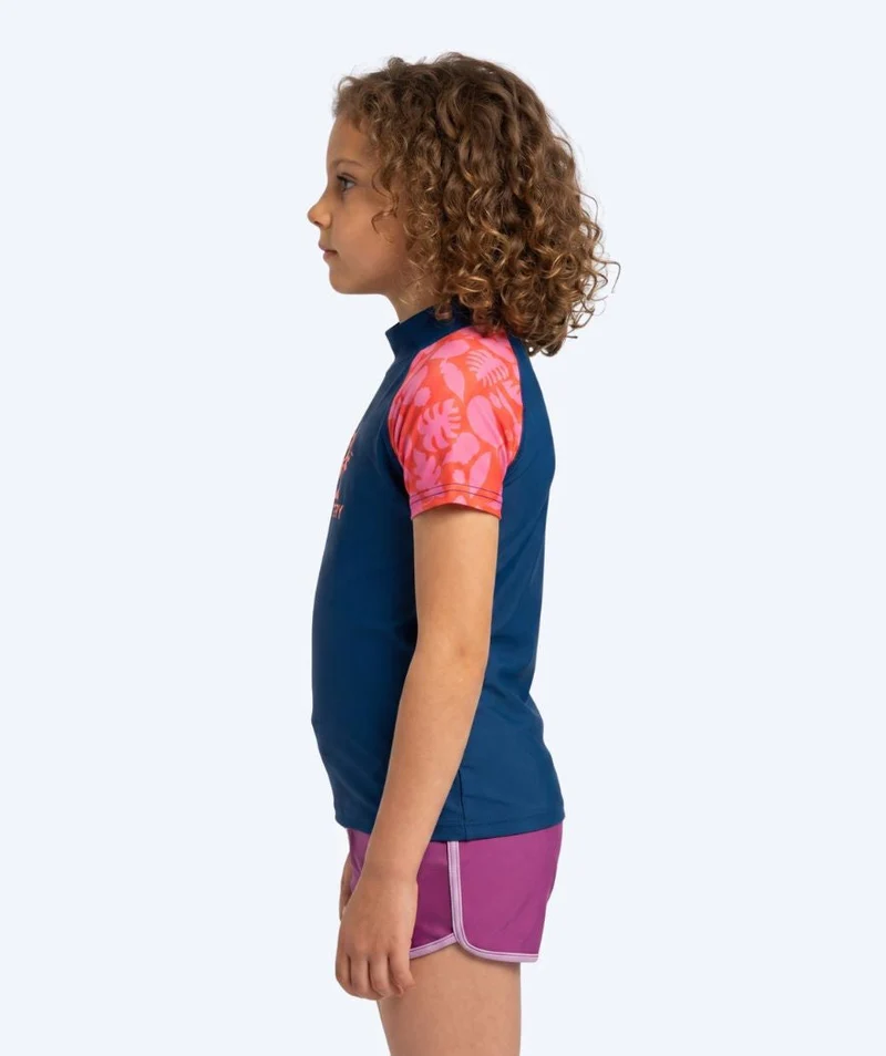 Watery UV Shirt für Kinder - Osiris Kurzarm Rashguard - Rosa/Dunkelblau