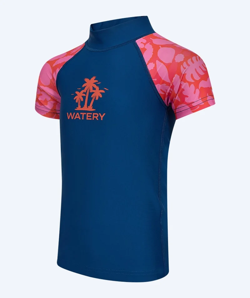 Watery UV Shirt für Kinder - Osiris Kurzarm Rashguard - Rosa/Dunkelblau