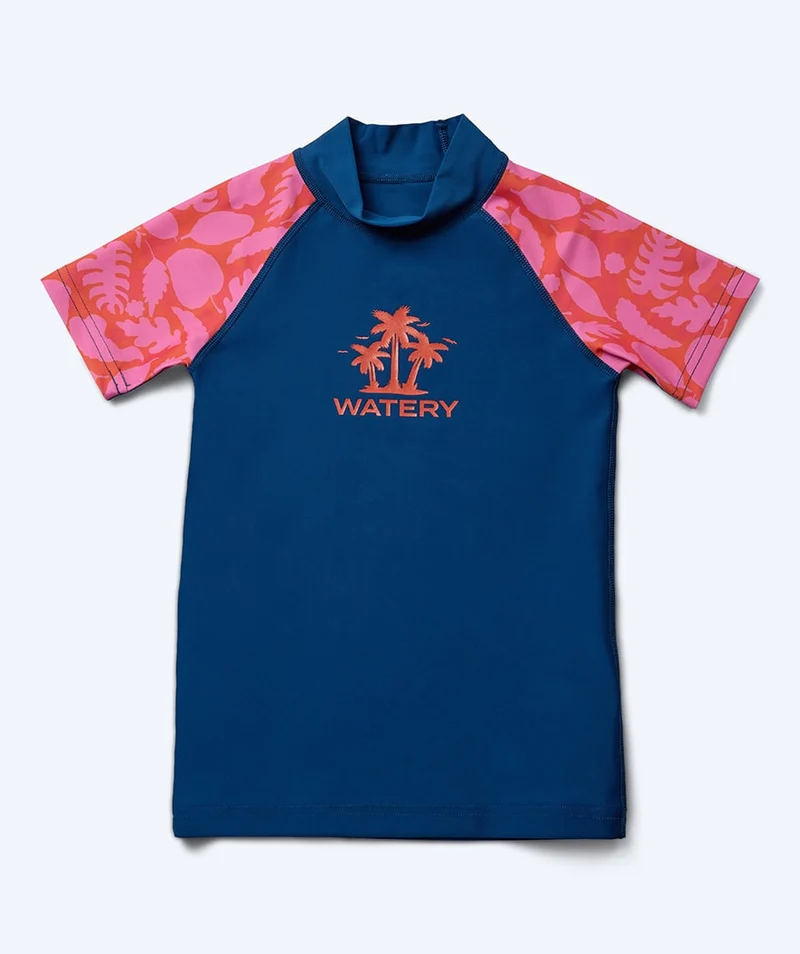 Watery UV Shirt für Kinder - Osiris Kurzarm Rashguard - Rosa/Dunkelblau