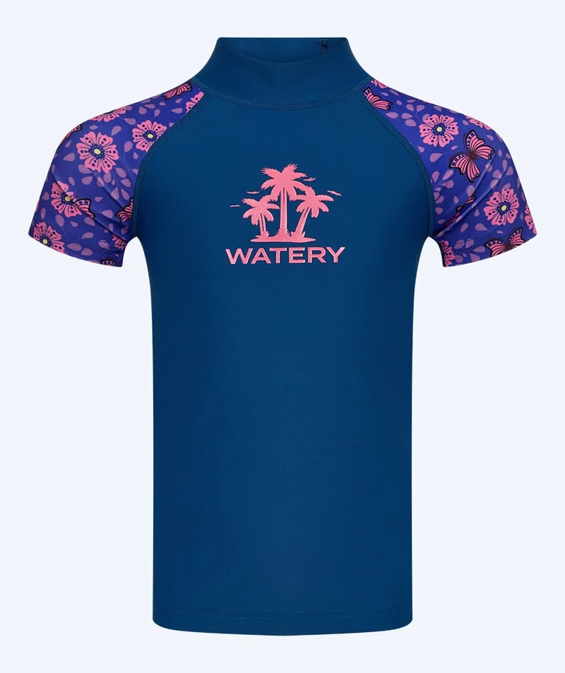 Watery UV Shirt für Kinder - Osiris Kurzarm Rashguard - Lila/Dunkelblau