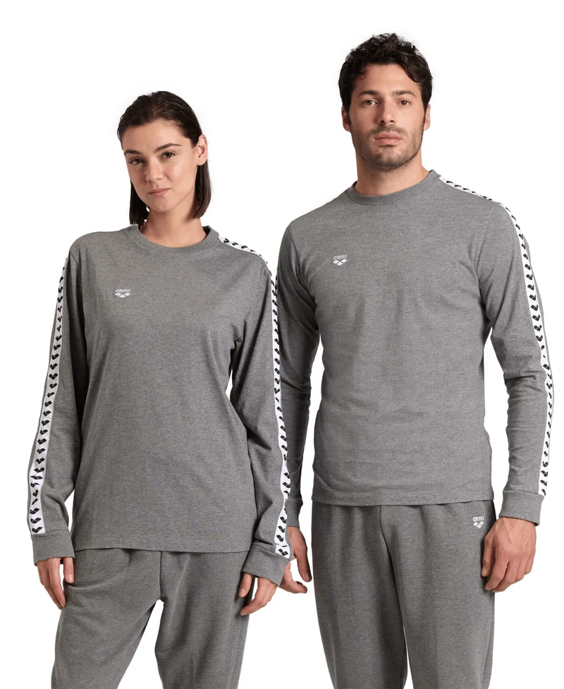 Arena Unisex Icons Long Sleeve Shirt Dark Grey-Melange-White