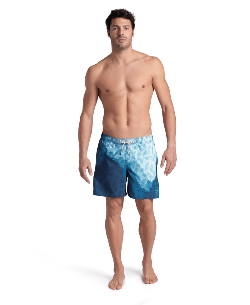 Arena Herren Beach Boxer Badeshort Water Prints White-Water-Monogram