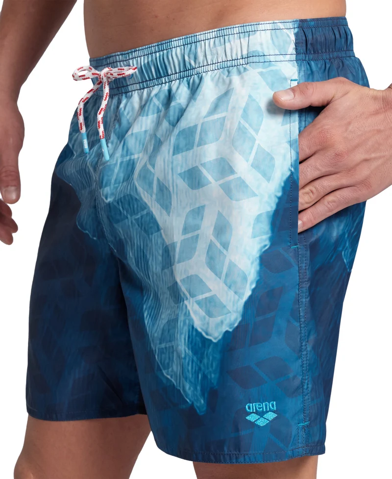 Arena Herren Beach Boxer Badeshort Water Prints White-Water-Monogram