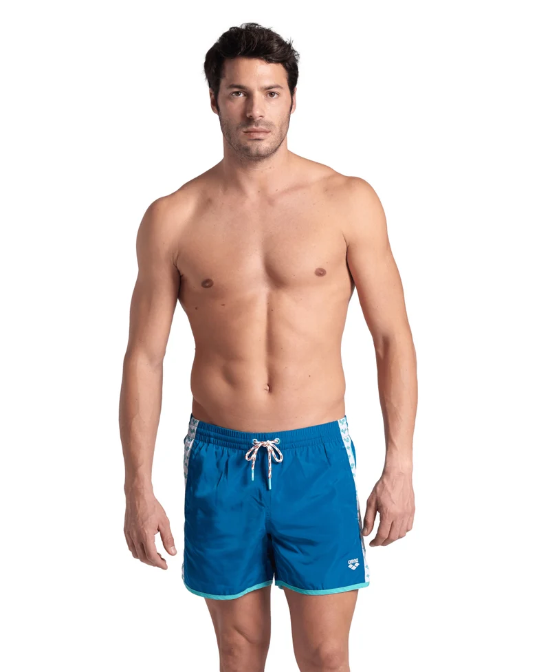 Arena Herren Team Stripe Beach Short Blu Cosmo-Water-White
