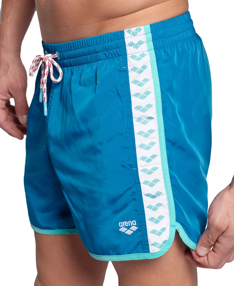 Arena Herren Team Stripe Beach Short Blu Cosmo-Water-White