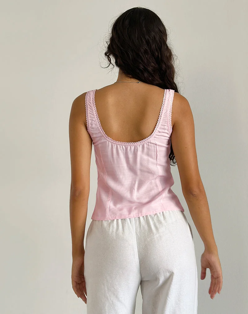 Esau Tie Front Top in Hellrosa Private Slub