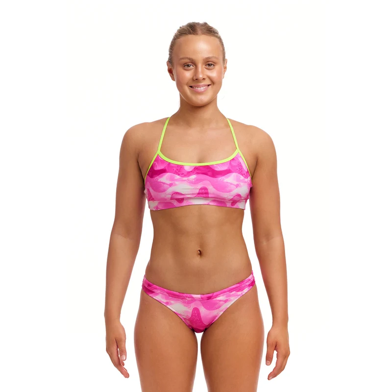 Funkita Damen Bikini Oberteil Crop Top Pink Caps