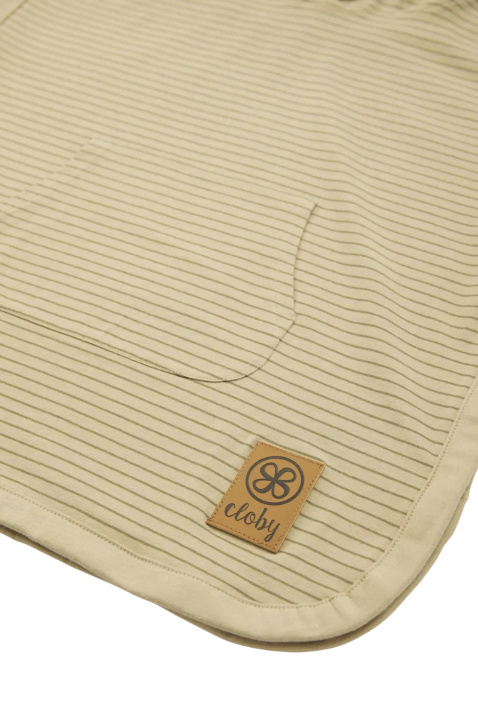 UV-Poncho – Sandfarben/Olivgrün, 1–3 Jahre