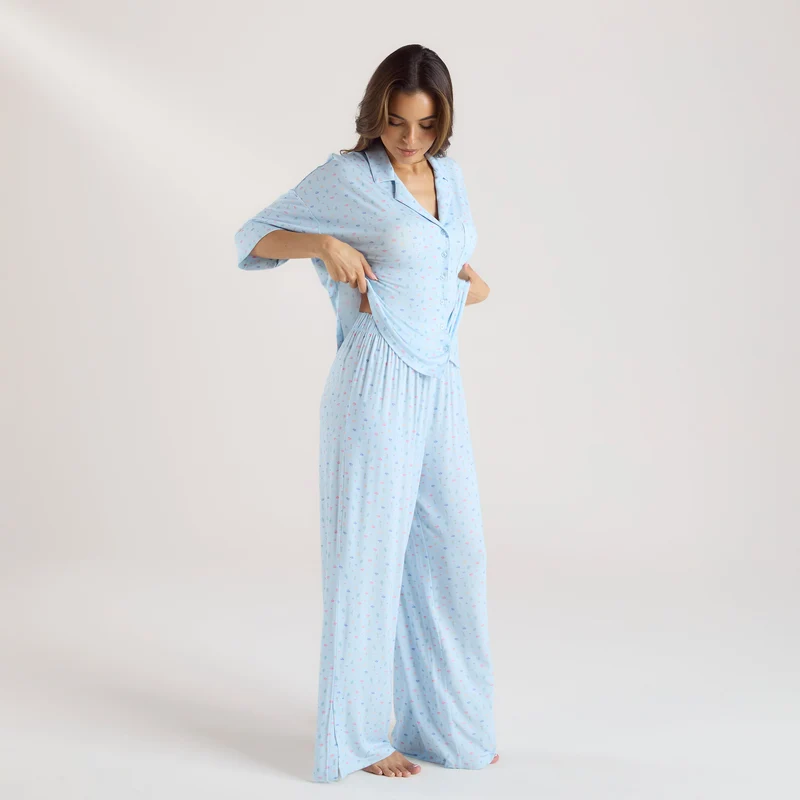Modal Pyjama-Unterteil - Florales Blau