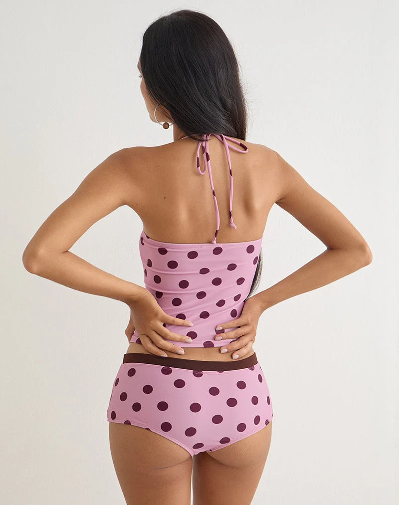 Amy-Badeshorts in Rosa mit unregelmäßigen Punkten