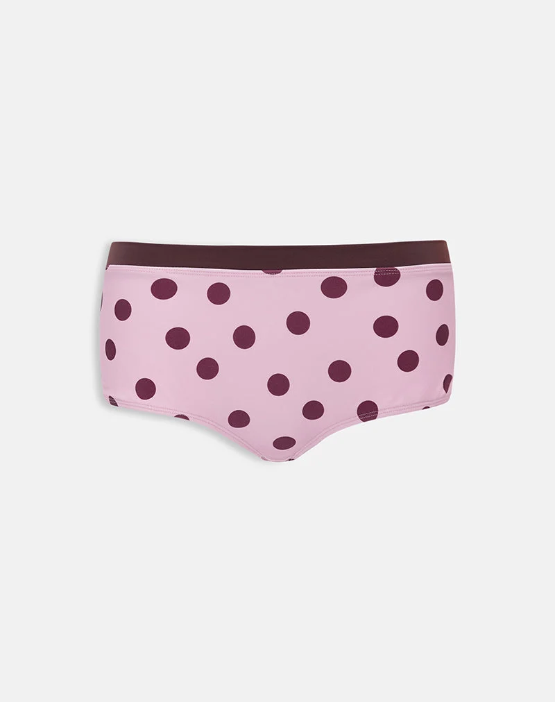 Amy-Badeshorts in Rosa mit unregelmäßigen Punkten