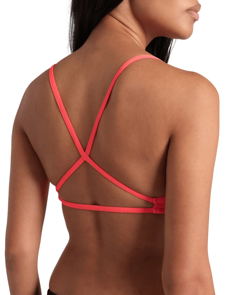 Arena Damen Bikini Oberteil Solid Bandeau Liver Fluo Red-Yellow Star