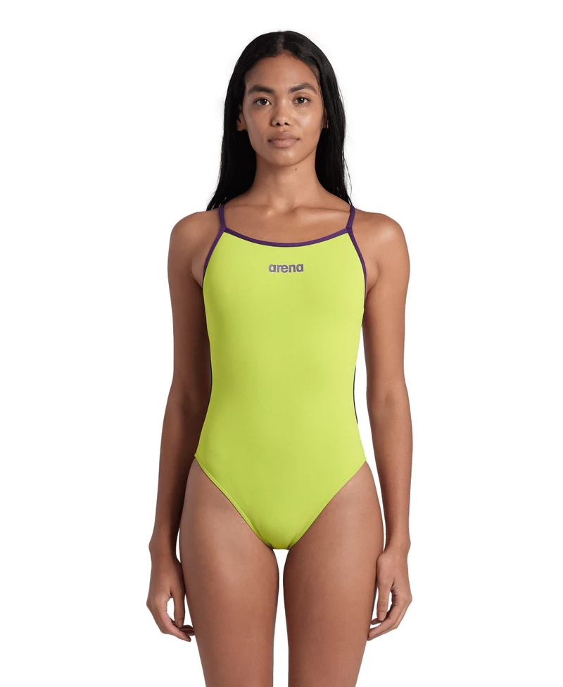Arena Damen Sport Badeanzug Lace Back Solid soft-green/plum