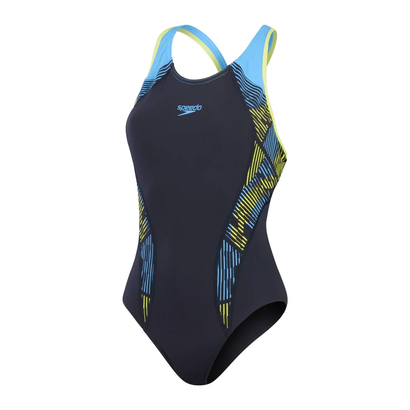 Speedo Damen Schwimmanzug Placement Powerturn Laneback navy