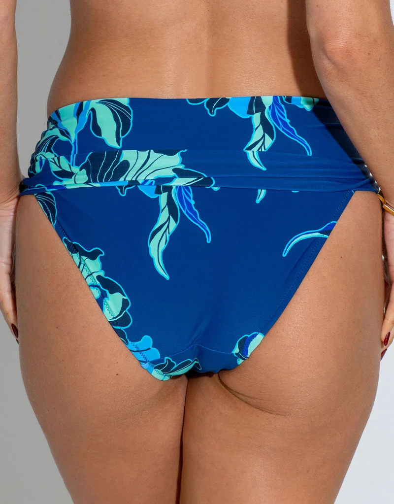 Pour Moi Palermo Fold Over Bikini Brief Navy Blue Floral Print
