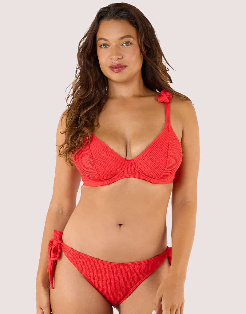 Peek & Beau Hattie Crinkle Tie Side Bikini Brief Red
