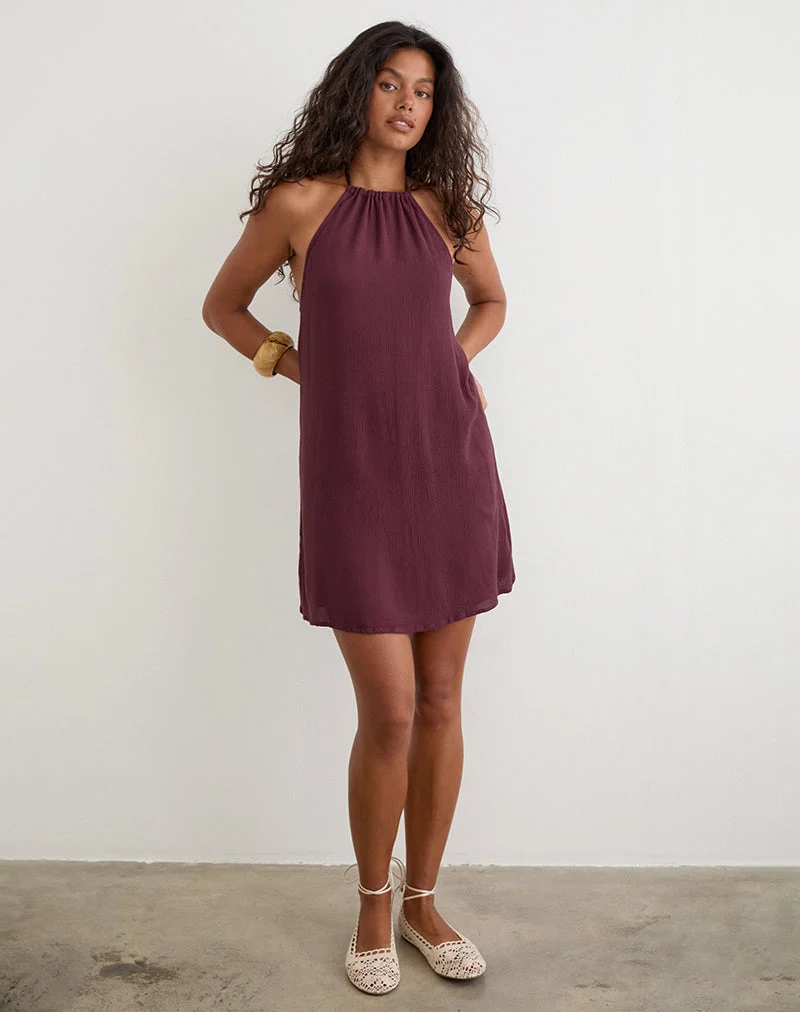 Sonnet-Minikleid in Crinkle Plum