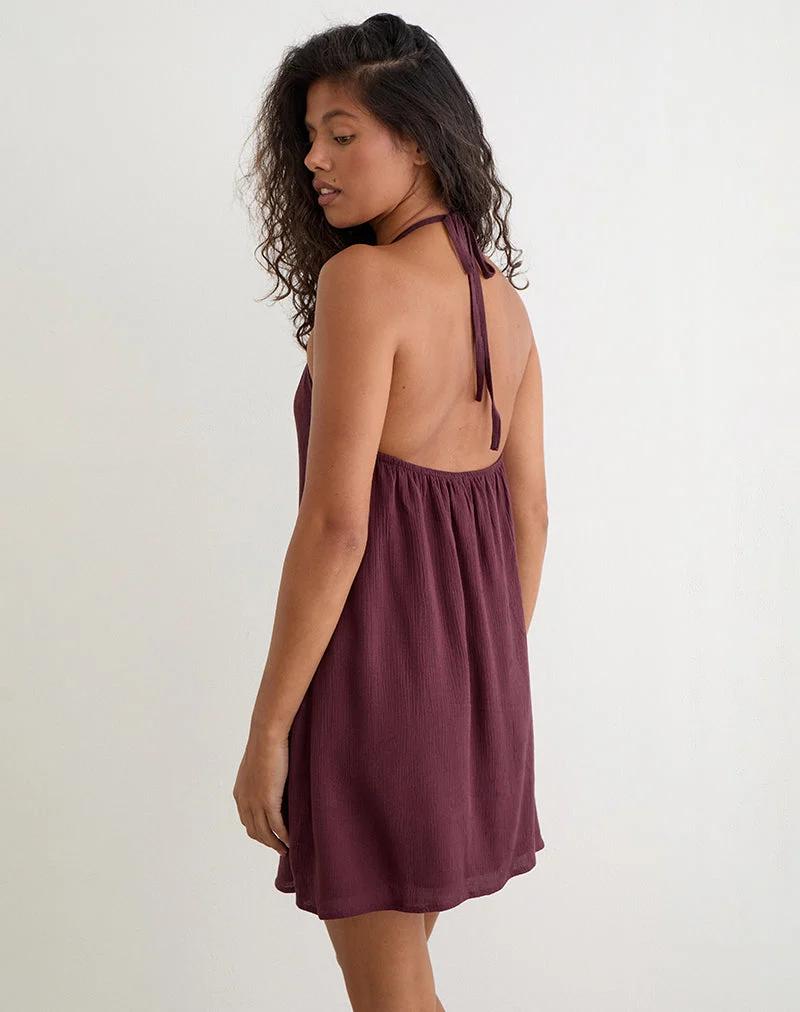 Sonnet-Minikleid in Crinkle Plum