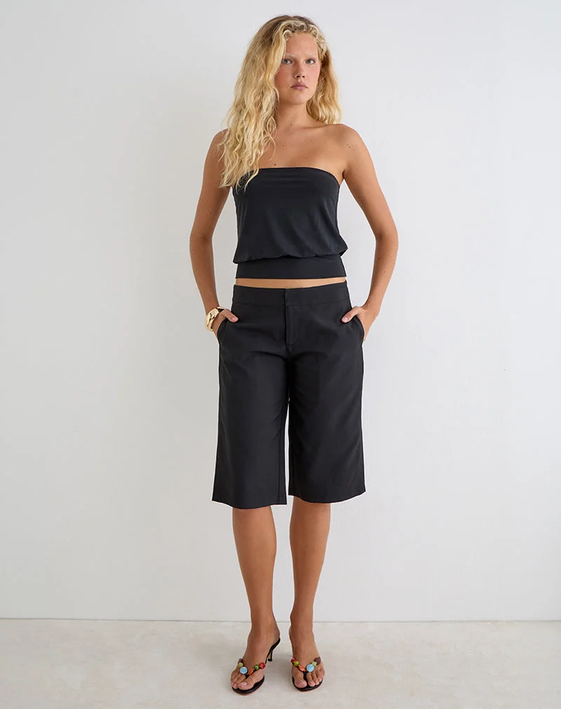 Geza Longline-Shorts in Tailoring Black