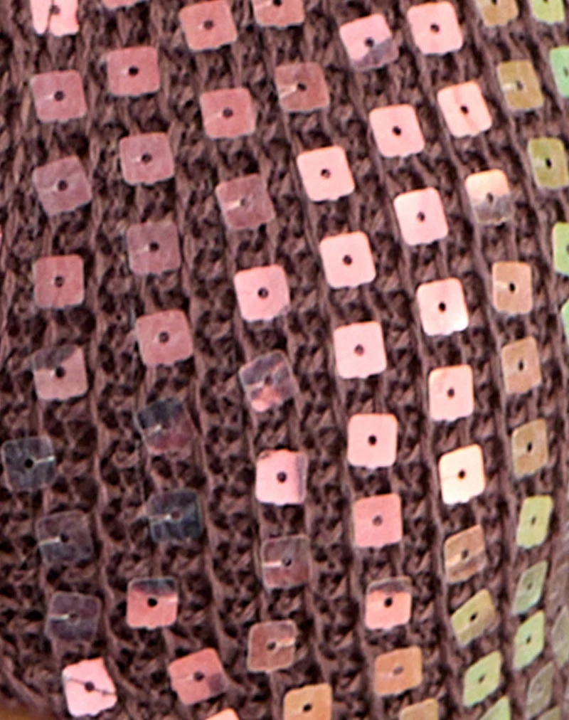 Mirea Shrug-Top aus Pailletten-Strick, dunkelbraun