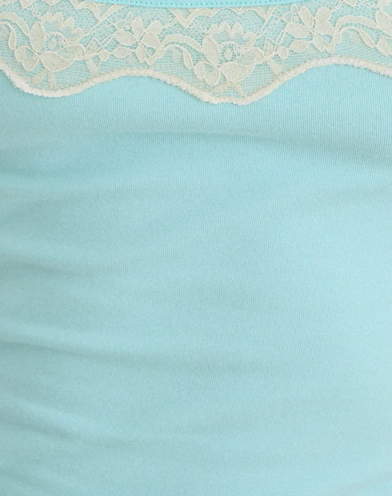 Mishti Cami-Top mit Spitzenbesatz in Aqua