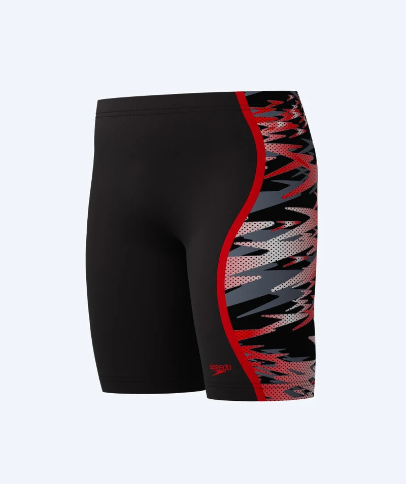 Speedo lange Badehose für Jungen - Hyperboom Splice - Schwarz/Grau