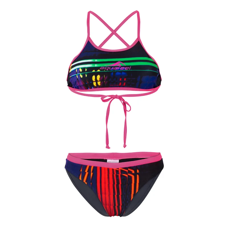Aquafeel Damen Sport-Bikini Mini Crossback1 Neon Stripes