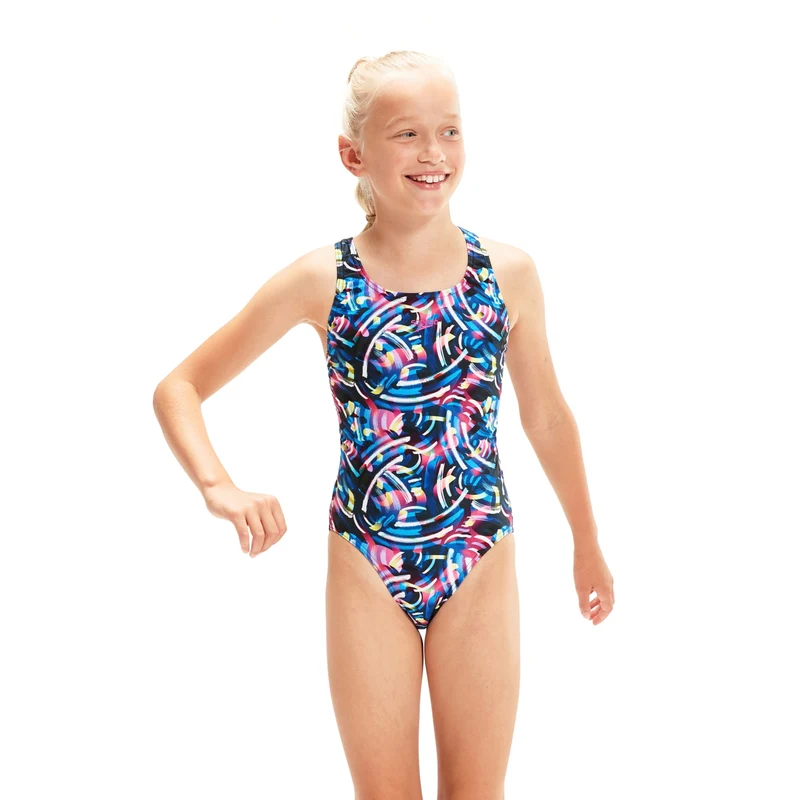 Speedo Mädchen Anzug Digital Allover Leaderback Lights