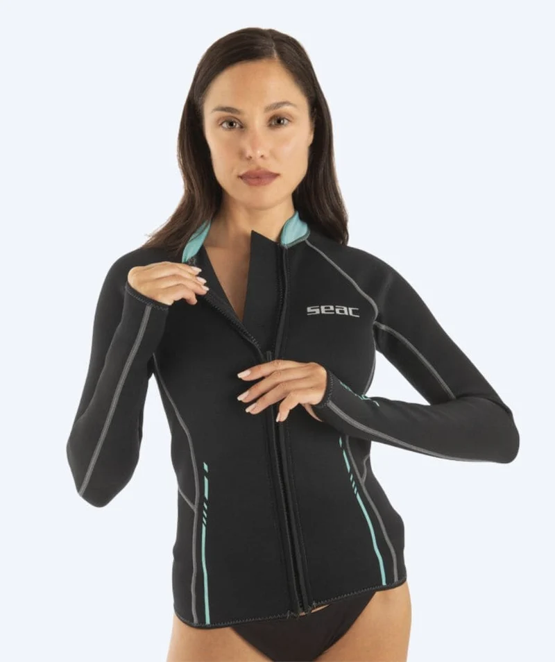 SEAC Neoprenshirt mit Reißverschluss für Damen - Lover - Schwarz/Türkis