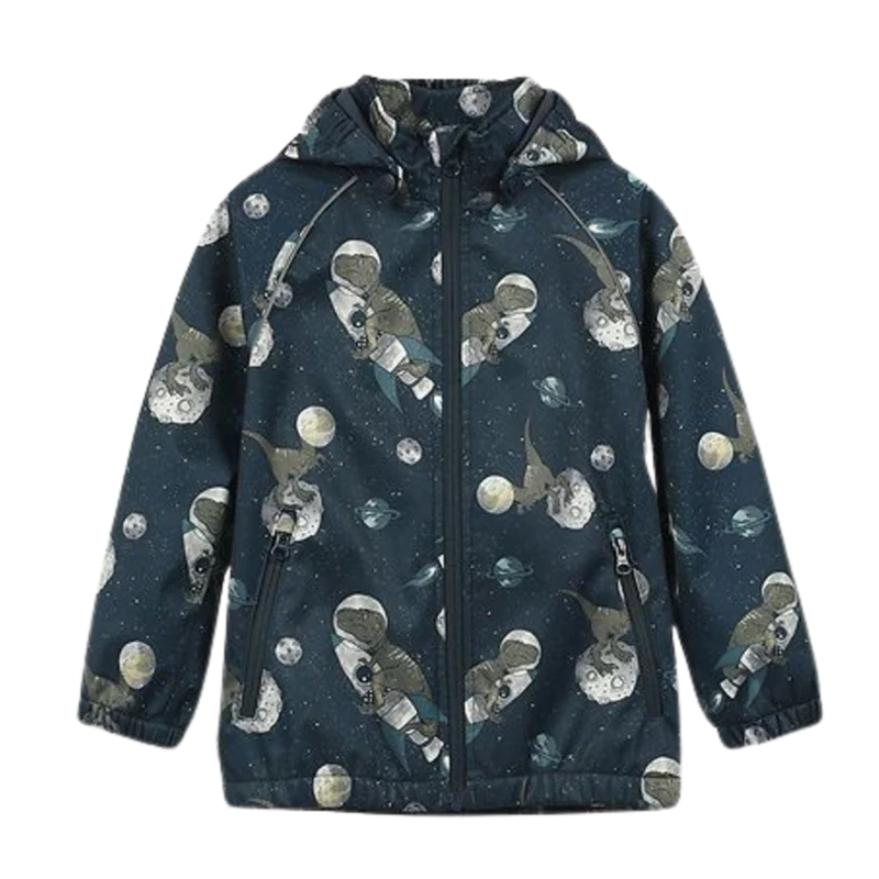 Minymo Softshelljacke – Dinosaurier im Weltraum – Blaue Nächte