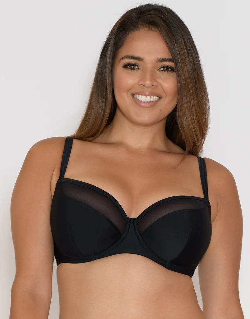 Curvy Kate Sheer Class Padded Balcony Bikini Top Black