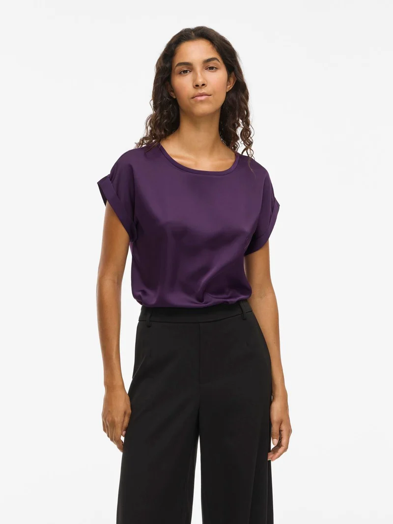 VIELLETTE S/S SATIN TOP - NOOS