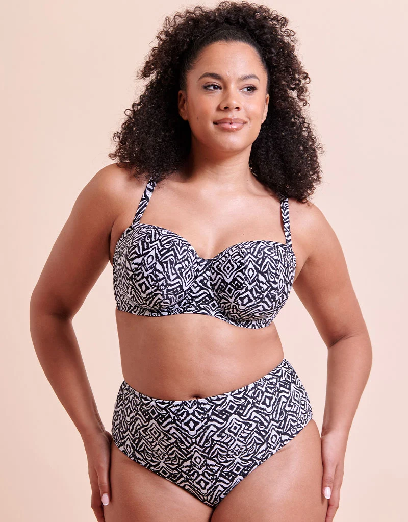 Curvy Kate Wild Horizon High Waist Bikini Brief Black Print