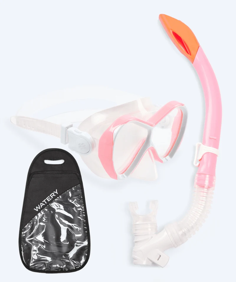 Watery Combo Schnorchelset für Kinder - Triton Semi-dry - Hellrosa