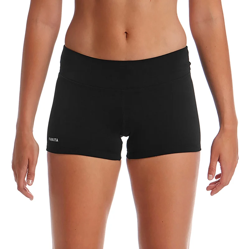 Funkita Damen Bikinihose Boy Leg mit Bein Still Black Solid
