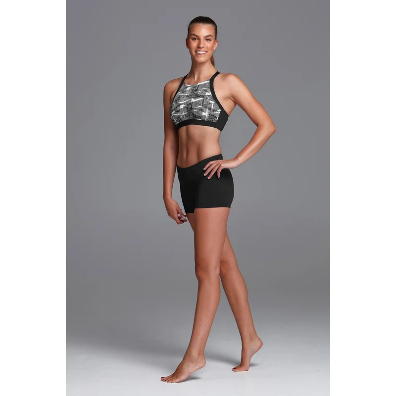 Funkita Damen Bikinihose Boy Leg mit Bein Still Black Solid