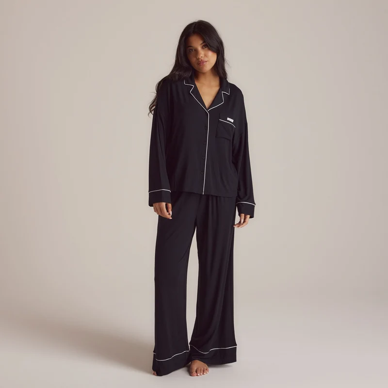 Modal Pyjamahemd - Schwarz