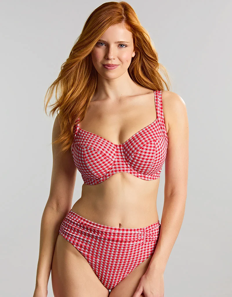 Panache Olivia Midi Bikini Brief Red Gingham