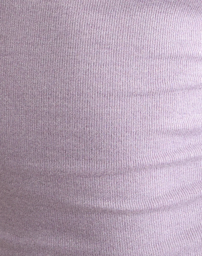 Satuna-Oberteil mit Perlen aus schimmerndem Strick in Lila