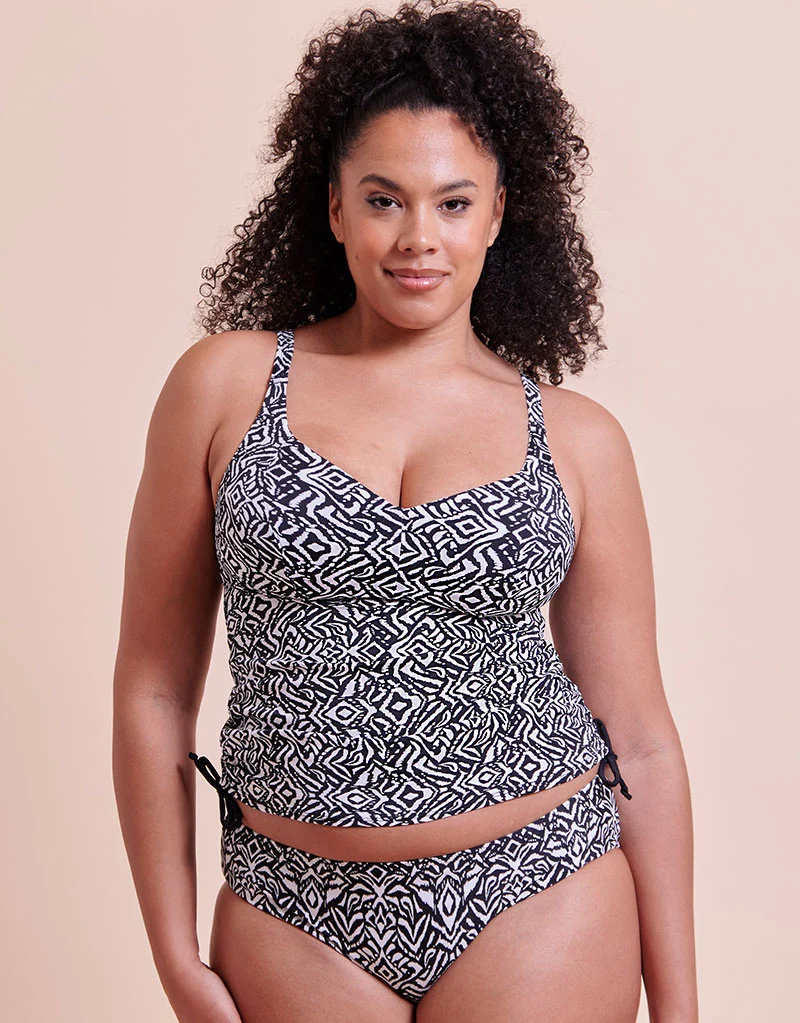 Curvy Kate Wild Horizon Non-Wired Multiway Tankini Top Black Print