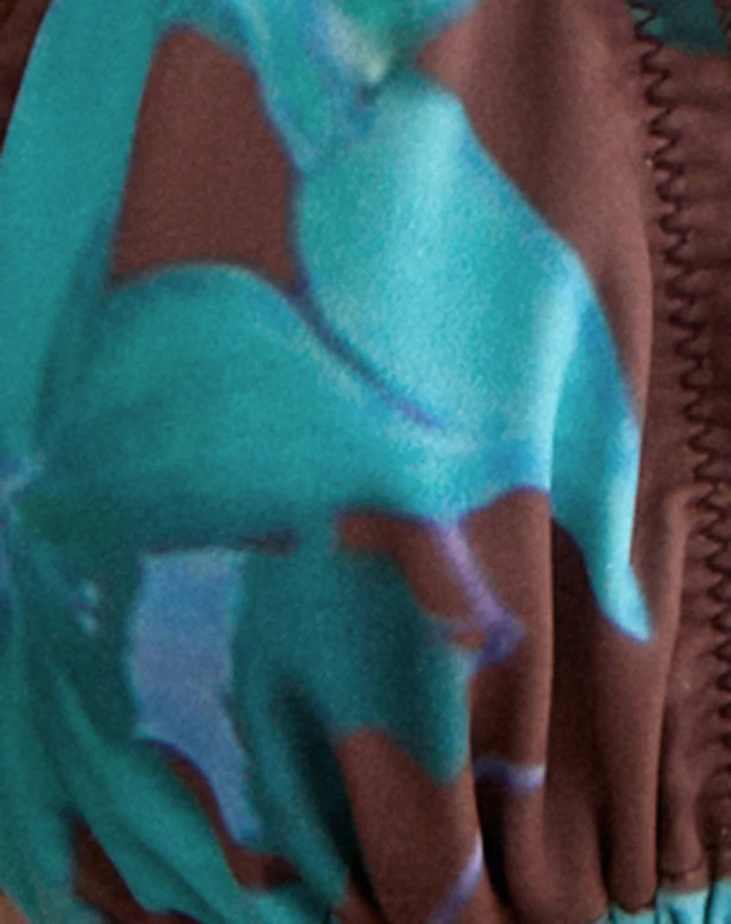 Pumyla-Bikini-Oberteil in Braun mit blauer Wüstenrose