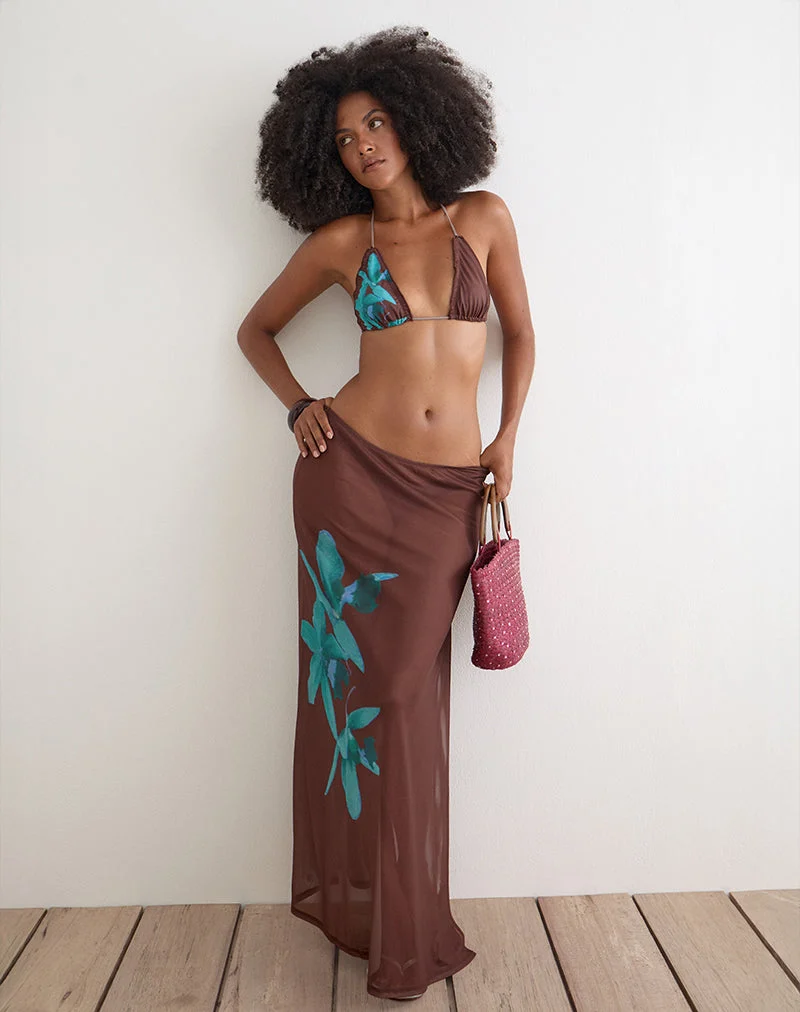 Dartina Maxi-Sliprock in Braun mit blauer Wüstenrose
