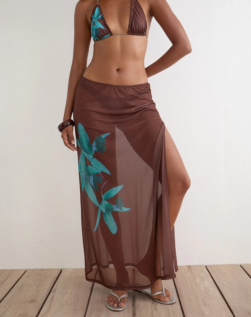 Dartina Maxi-Sliprock in Braun mit blauer Wüstenrose