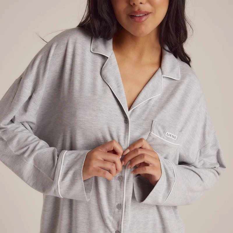 Modal Pyjamahemd - Grauer Melange