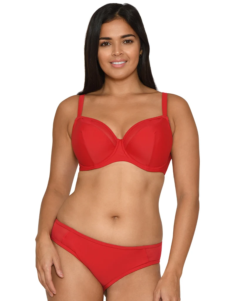 Curvy Kate Sheer Class Padded Balcony Bikini Top Red