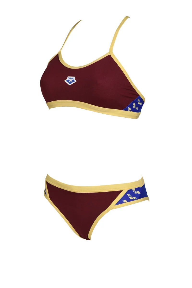 Arena Icons Damen Sport Bikini Cross Back Solid Burgundy