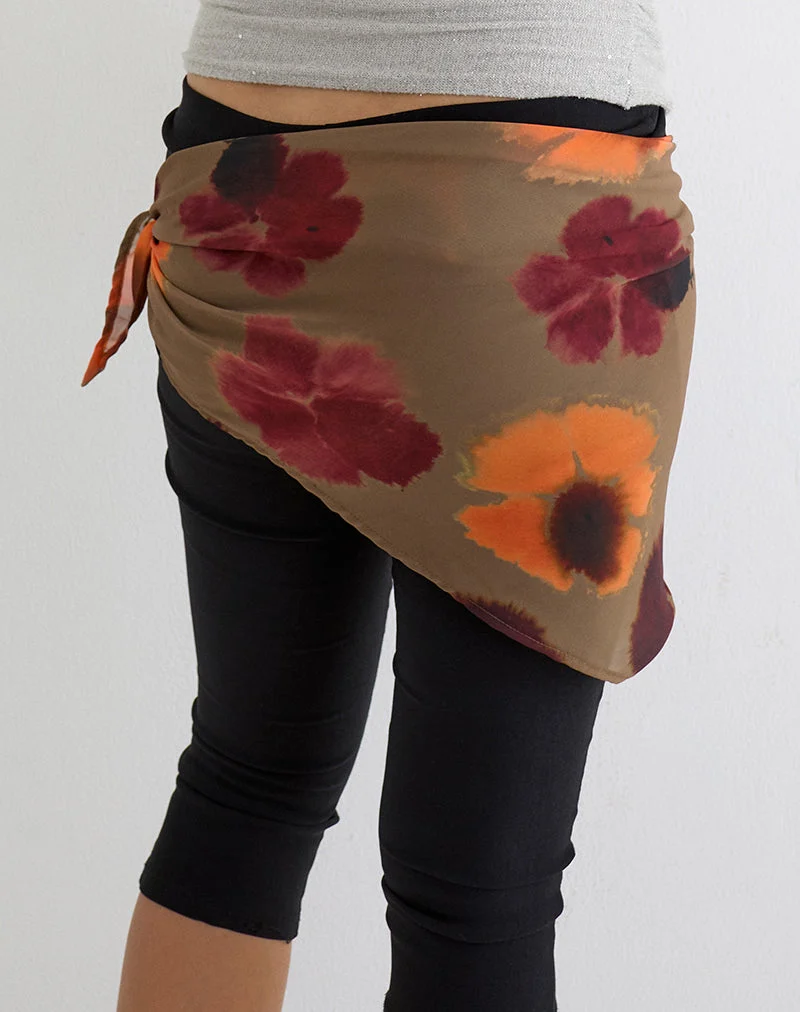Arpi-Schal in quadratischer Form aus Chiffon, „Petals Script“, Farbe: Olive