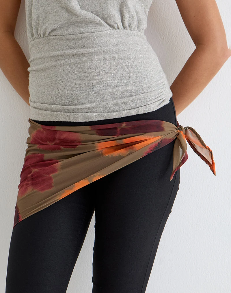 Arpi-Schal in quadratischer Form aus Chiffon, „Petals Script“, Farbe: Olive