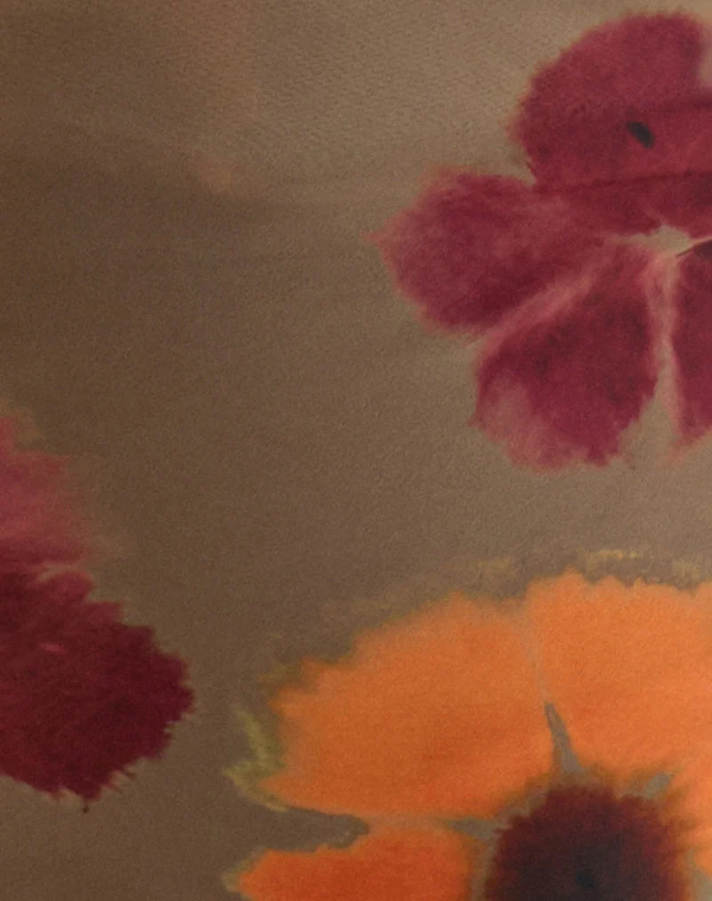 Arpi-Schal in quadratischer Form aus Chiffon, „Petals Script“, Farbe: Olive