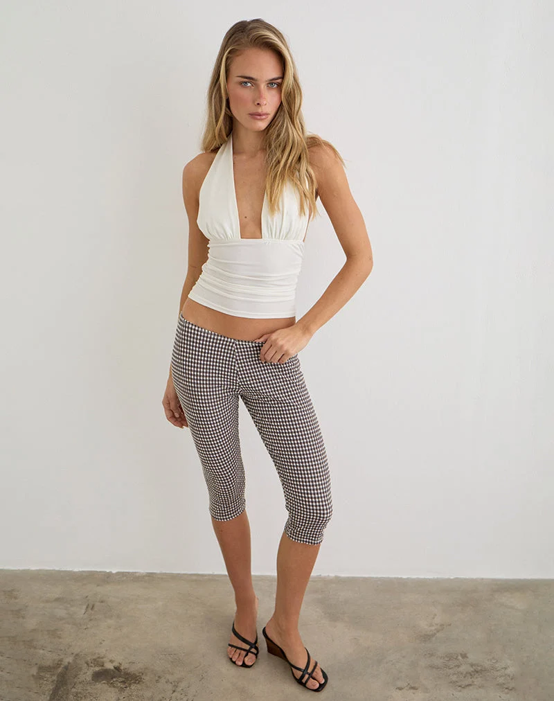 Tako Capri aus Seersucker mit Gingham-Muster in Braun